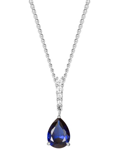 The Fine Collective Created Sapphire And Diamond Pendant On Chain - Blue