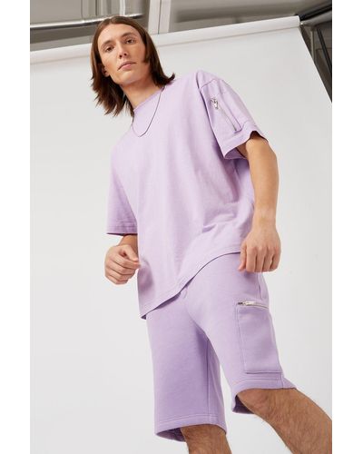Burton Relaxed Fit Lilac Arm Zip Pocket T-shirt - Purple