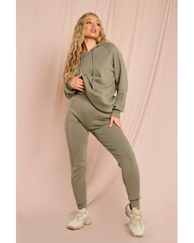MissPap Knitted Lounge Set With Seam Detail Jogger - Natural