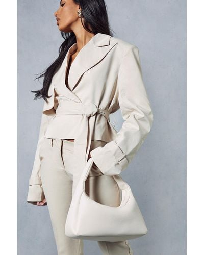MissPap Leather Look Slim Shoulder Bag - Natural