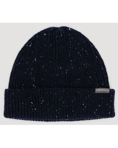 Larsson & Co Navy With White Nep Beanie - Blue