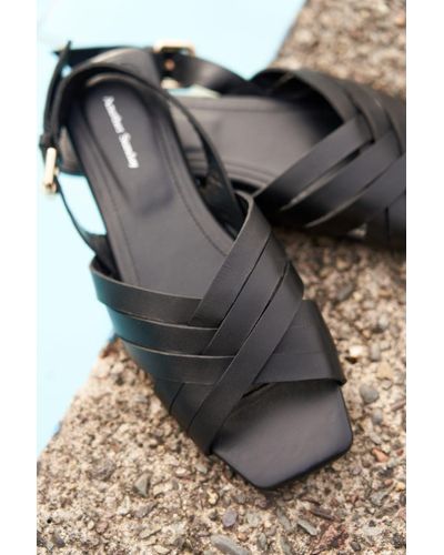 ANOTHER SUNDAY Plaited Sandal With Gold Buckle Detail In Black - Grey
