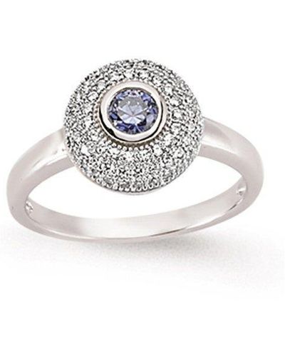Jewelco London Silver Blue And White Cz Halo Ring - Metallic