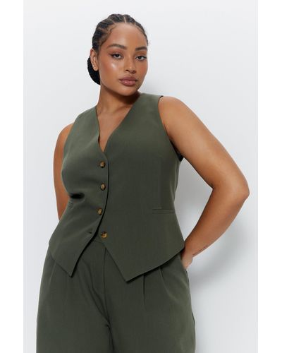 Warehouse Plus Tailored Fitted Waistcoat - Green