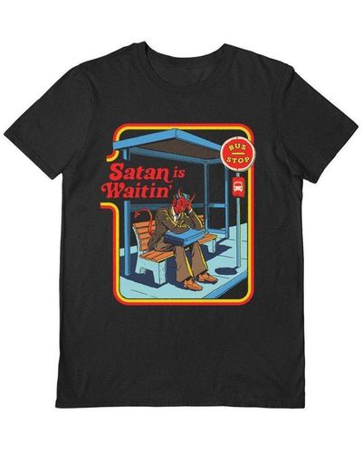 Steven Rhodes Satan Is Waitin ́ T-shirt - Black