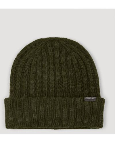 Larsson & Co Olive Knitted Beanie Hat - Green
