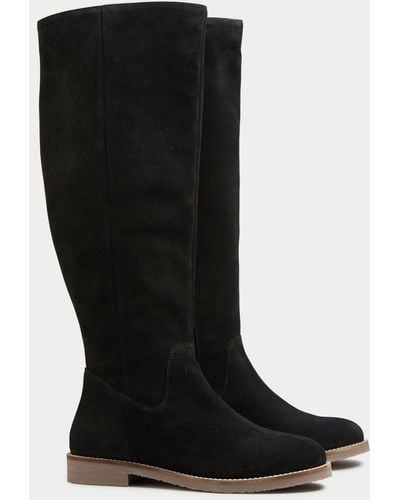 Long Tall Sally Suede Knee High Boots - Black