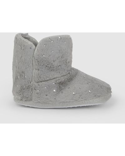 DEBENHAMS Metallic Detail Slipper Boot - Grey