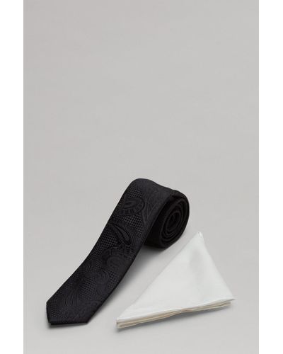 Burton Black Paisley Tie Set - Grey