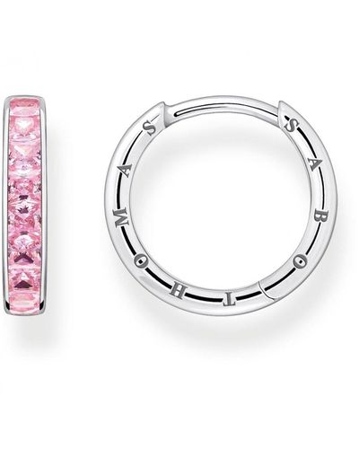 Thomas Sabo Timeless Elegance Hoop Sterling Silver Earrings - Cr668-051-9 - Pink