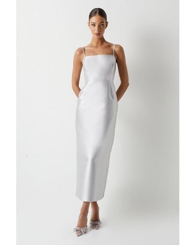 Coast Cami Twill Column Pencil Bridesmaids Dress - White