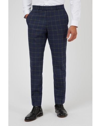 Racing Green Overcheck Suit Trousers - Blue