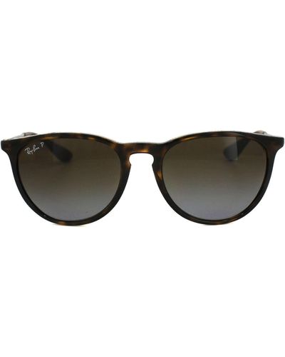 Ray-Ban Round Tortoise & Gunmetal Brown Gradient Polarized Erika 4171 Sunglasses