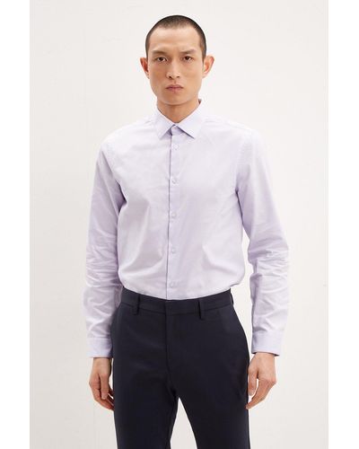 Burton Lilac Slim Fit Textured Shirt - White