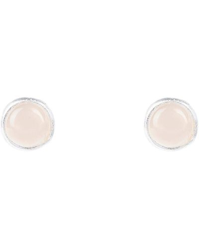 LÁTELITA London Petite Gemstone Earrings Silver Rose Quartz - White
