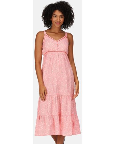Regatta Tiered Coolweave Cotton 'gazania' Maxi Dress - Pink