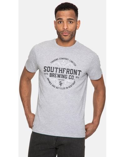 Threadbare Front Print 'southfront' T Shirt - White