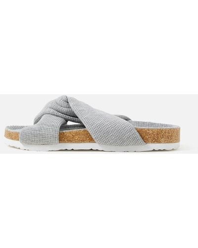 Accessorize Twist Waffle Footbed Slippers - Grey