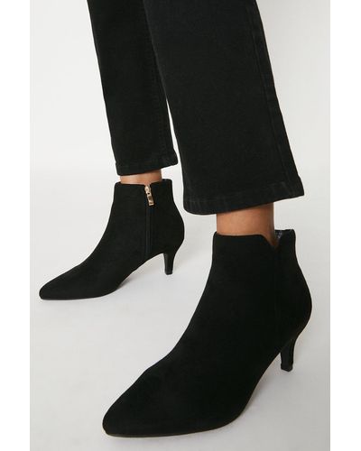 Wallis Alma Wide Fit Micro Kitten Heel Pointed Boots - Black