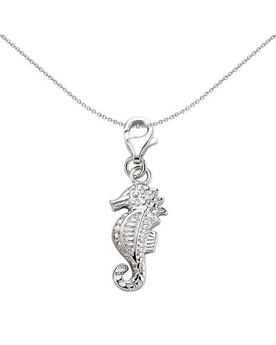 Jewelco London Sterling Silver Hippocampus Seahorse Link Charm - Cm020 - Metallic