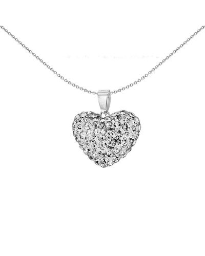 Jewelco London Silver Crystal Pillow Puff Love Heart Charm Pendant - 0-68-2854 - White