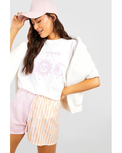 Boohoo Celestial Soleil Printed Oversized T-shirt - White