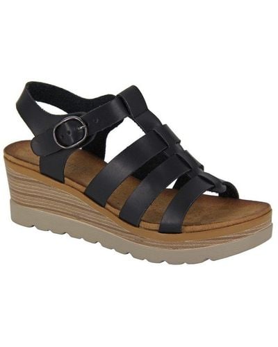 Cipriata Greca Buckle Wedge Sandals - Black