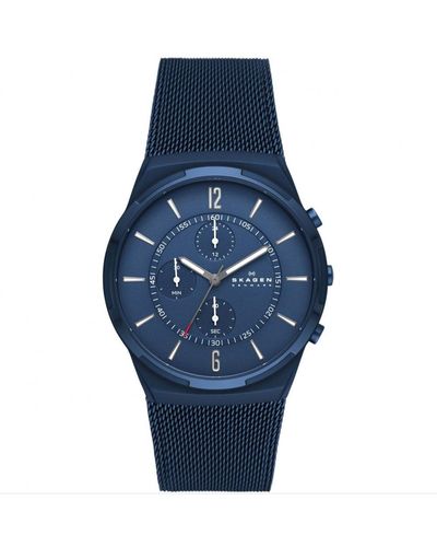 Skagen Melbye Chronograph Stainless Steel Classic Analogue Watch - Skw6803 - Blue