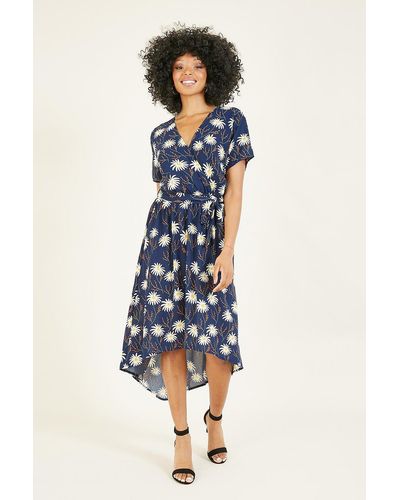 Mela Daisy Print 'lilia' Wrap Midi Dress - Blue