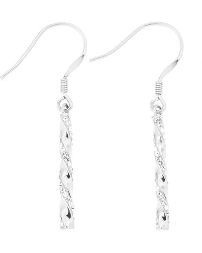 The Fine Collective Sterling Silver Crystal Twisted Bar Hook Earrings - Blue