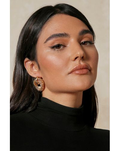 MissPap Beaded Link Hoop Earrings - Black