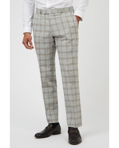 Racing Green Linen Check Suit Trouser - Grey