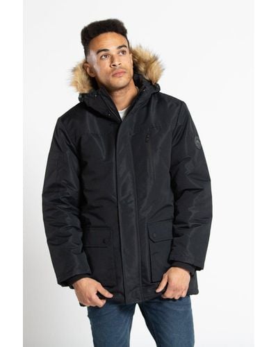 Tokyo Laundry Padded Parka Jacket With Faux Fur Trimmed Hood - Black