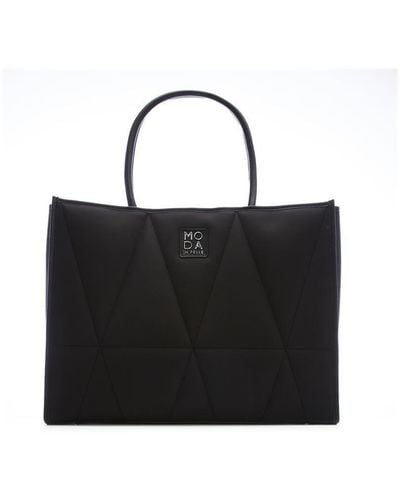 Moda In Pelle 'prita Bag' Textile Tote Bag - Black