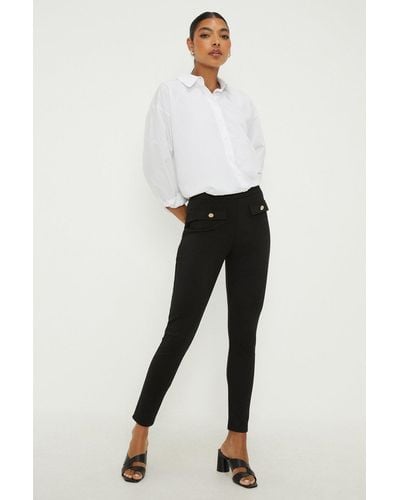 Dorothy Perkins Ponte Pull On Trouser With Button Pocket - White