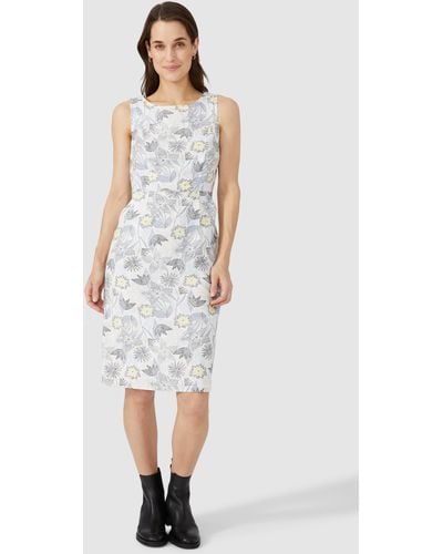 MAINE Sleeveless Sketchy Floral Print Shift Dress - White