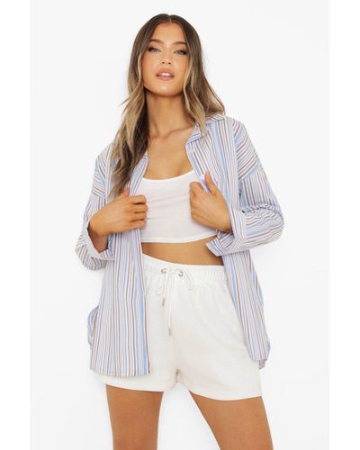 Boohoo Oversized Stripe Shirt - White