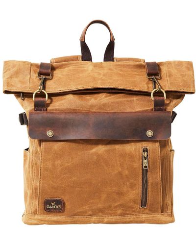 Gandys Sand Java Waxed Cotton Backpack - Brown