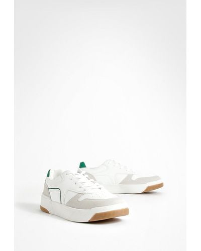 Boohoo Contrast Gum Sole Tennis Trainers - White