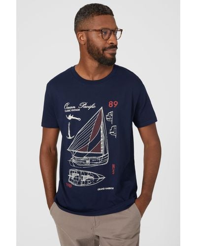 MAINE Sailboat Printed T-shirt - Blue