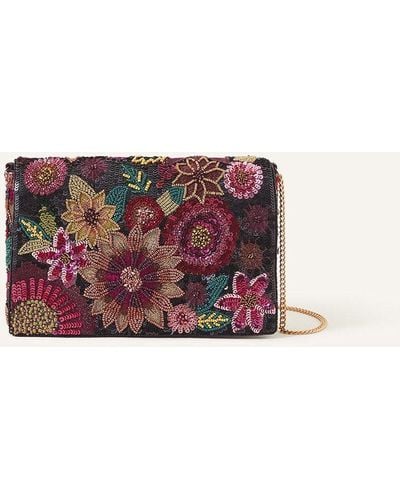 Accessorize Floral Embellished Clutch - Red