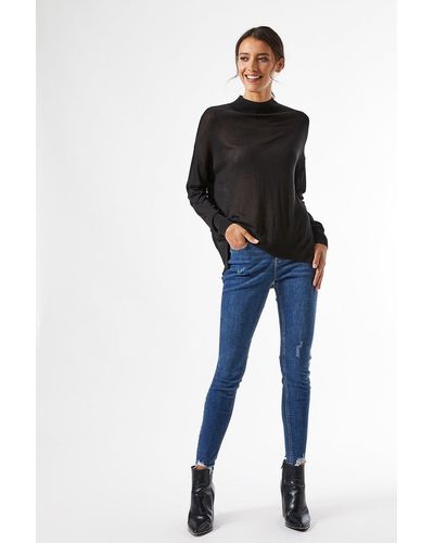 Dorothy Perkins Black High Neck Fine Knitted Jumper - Blue