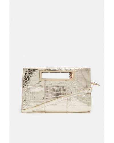 Coast Rectangle Croc Clutch With Cut Out Handle - Natural