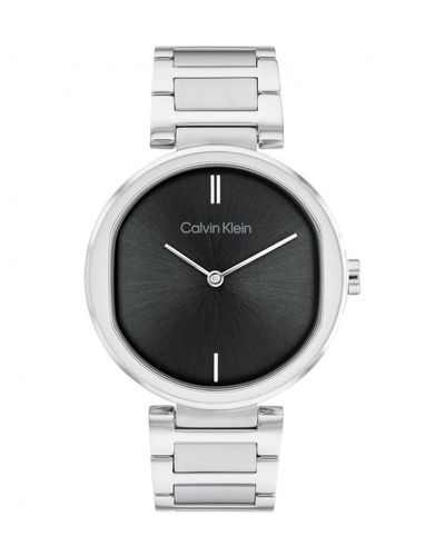 Klein UK Black Iconic Lyst Analogue 25200344 Silver Calvin Quartz | - in Fashion Sterling Watch