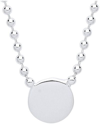 Jewelco London Silver Bead Chain Medallion Necklace 18 Inch - Gvk300 - White