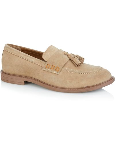 Silver Street London Charleston Suede Casual Tassel Loafers - Natural
