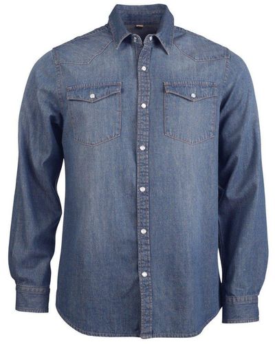 Kariban Long Sleeve Casual Denim Shirt - Blue