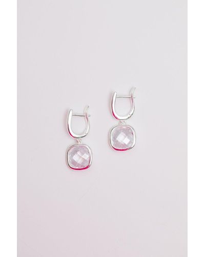 Simply Silver Sterling Silver 925 Cubic Zirconia Hoop Earrings - Pink