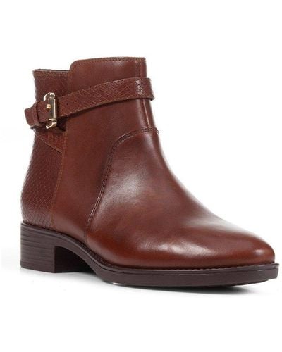 Geox Brown 'd Felicity E' Leather Ankle Boots