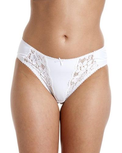 CAMILLE Classic High Leg Floral Lace Two Pack Briefs - White